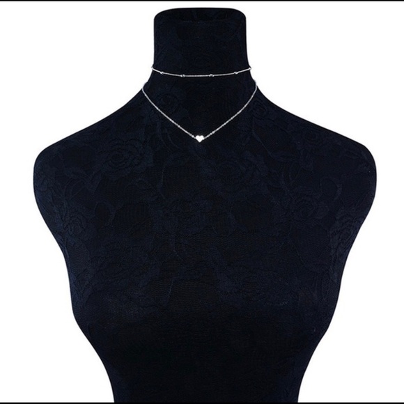 2 layer heart choker necklace - Picture 3 of 6